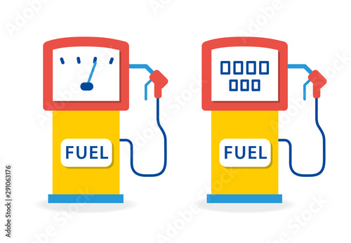 Gas station fuel pump flat isolated