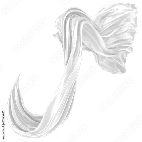 Abstract background of white wavy silk or satin on white background. 3d rendering image.