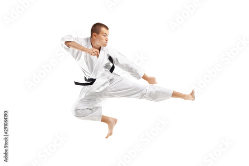 man exercising karate