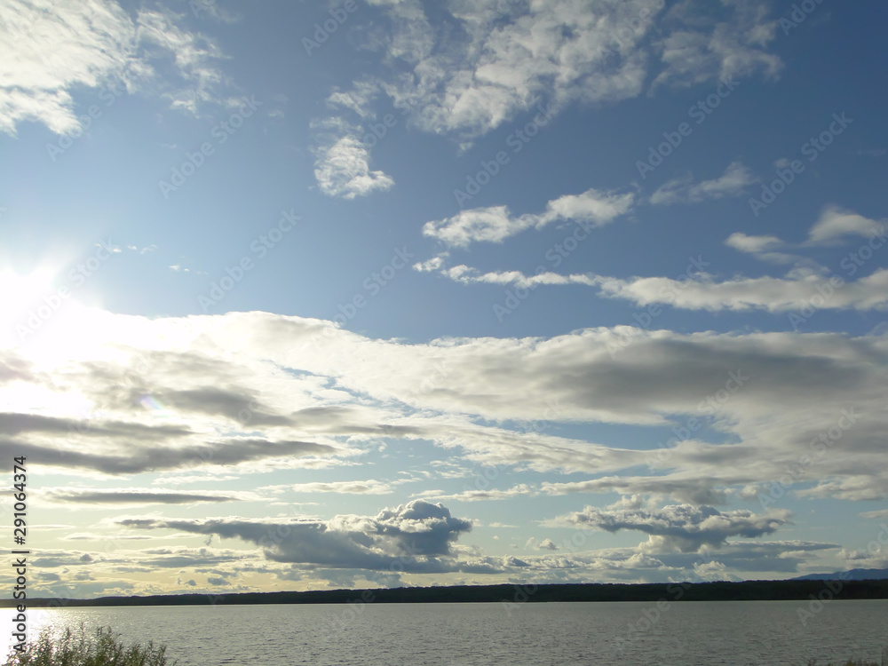 Lake, sky, clouds.