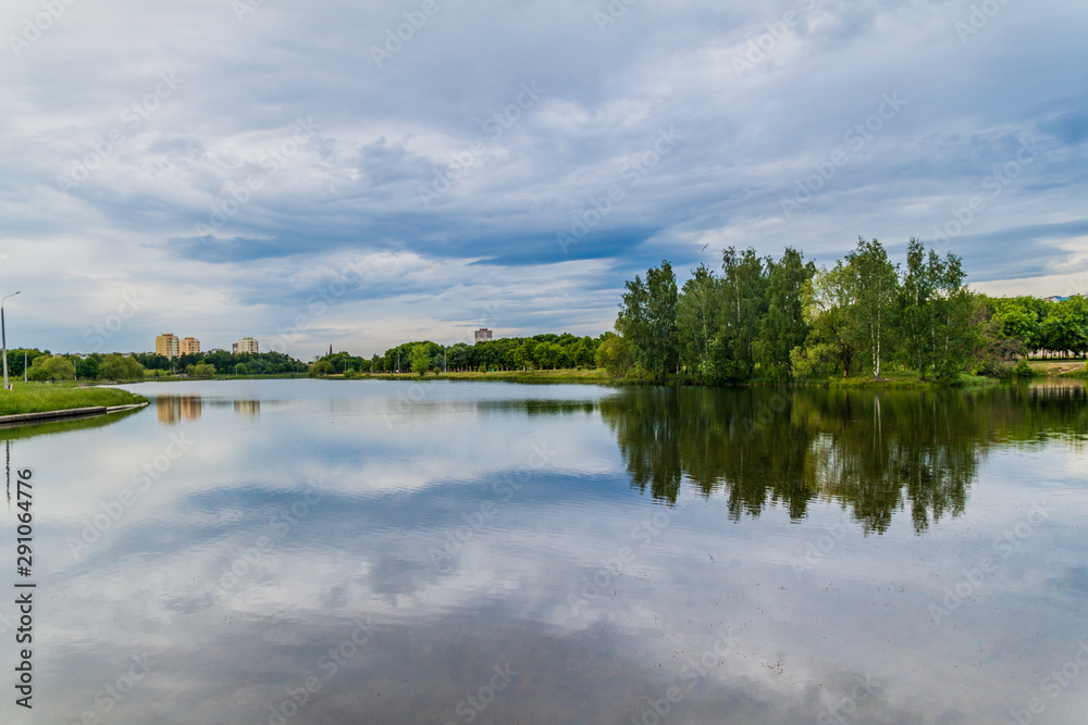 Lake of Slepyanskaya water system in Minsk, Belarus
