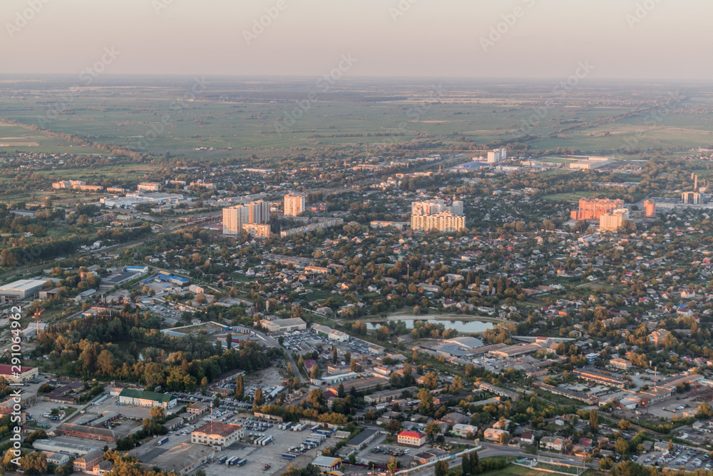 Naklejka premium Aerial view of Boryspil town, Ukraine