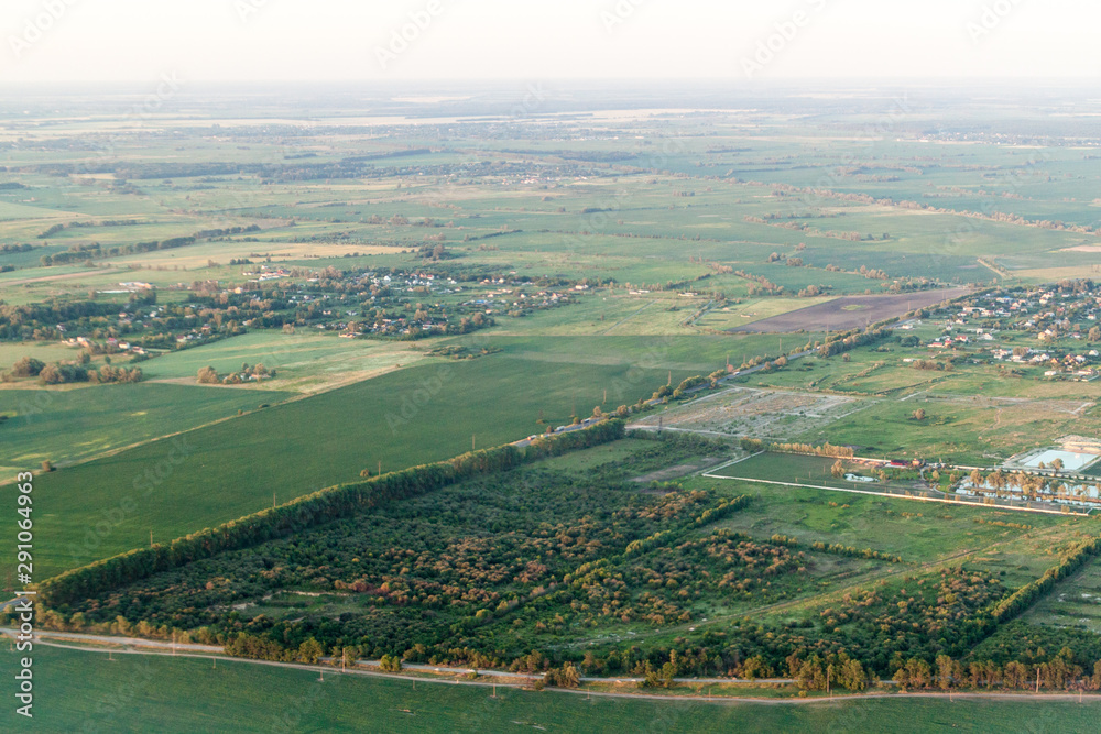 Aerial view of the landscape near Boryspil town, Ukraine