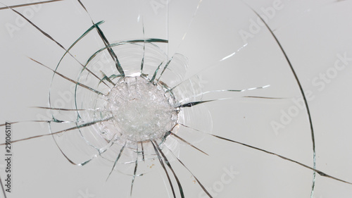 Cracked glass on a white background texture