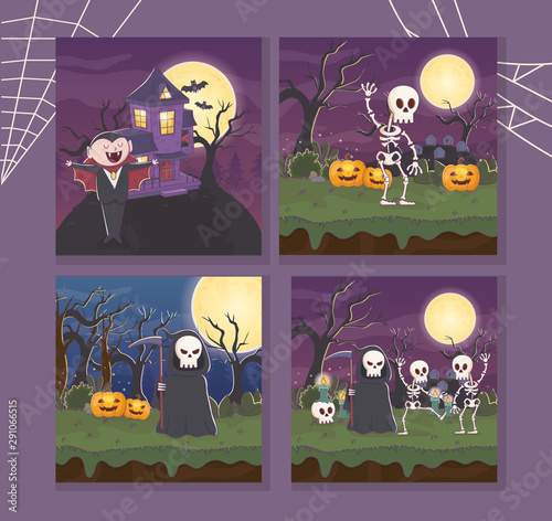 dracula skeleton death banners halloween