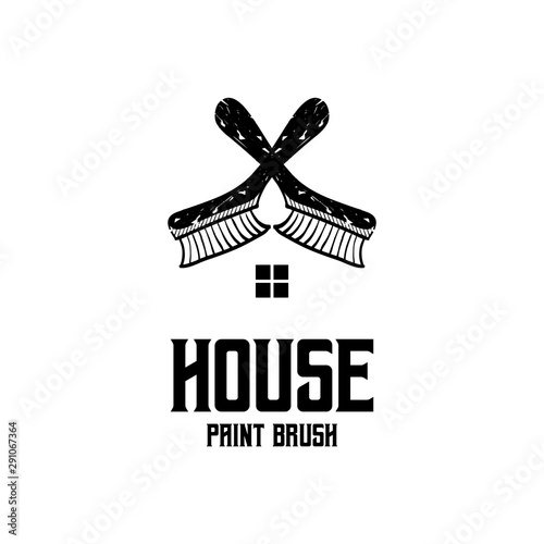 two brushes by making a roof of the logo