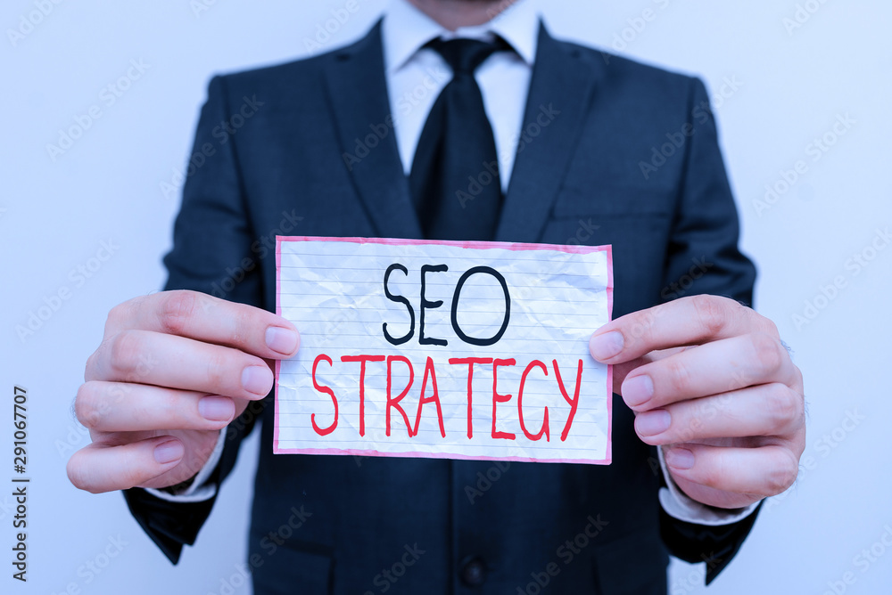 Handwriting text Seo Strategy. Conceptual photo Techniques and tactics to increase the visitors of a website Handwriting text Seo Strategy. Conceptual photo Techniques and tactics to increase the visitors of a website