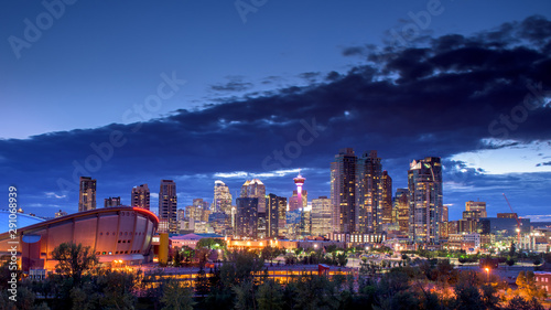 Calgary city skyline at night, Alberta, Canada