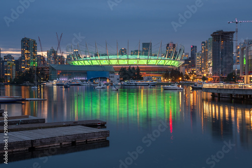 Vancouver city skyline at night, British Columbia, Canada