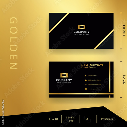 Golden business card template. Card name design