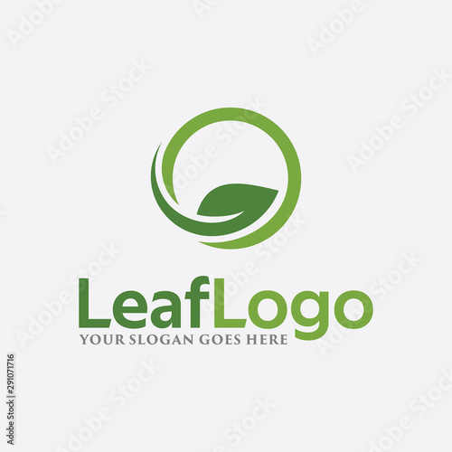 Green leaf icon eco logo vector design minimalist template element. Design Garden, Plant, Nature and Ecology vector logo.