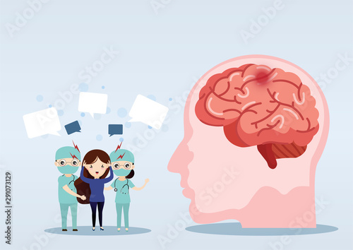 Scientific medical illustration of human brain stroke illustration