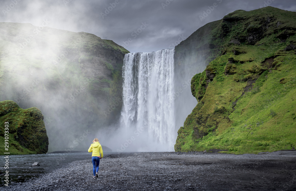 Skogafoss waterfall in Winter, Iceland - obrazy, fototapety, plakaty 