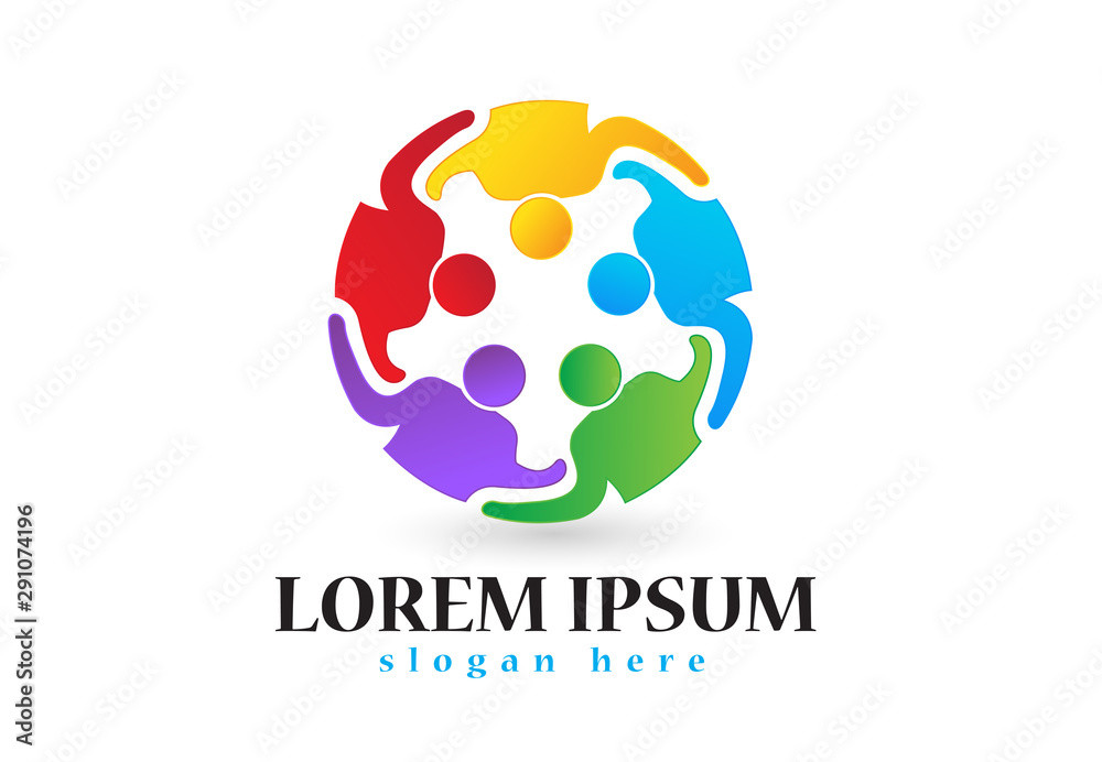 Logo teamwork hugs unity business people vector image Stock Vector ...