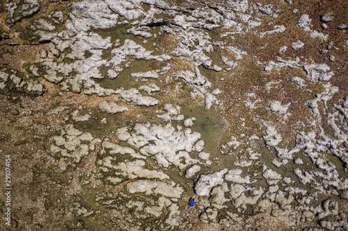 texture and detail of rock and sandy soil aerial view