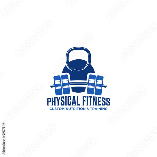 Physical Fitness logo design - barbel ketleball
