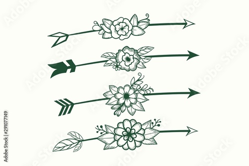 set of arrows with flower bohemian element