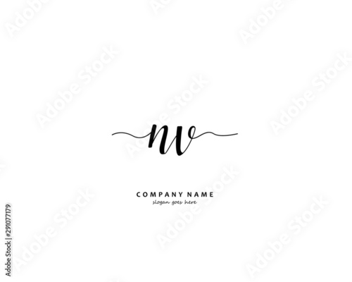 NV Initial handwriting logo vector 