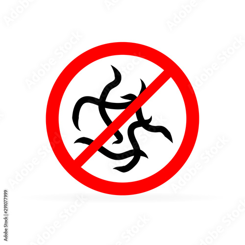 stop parasites icon, worms sign, vector illustration