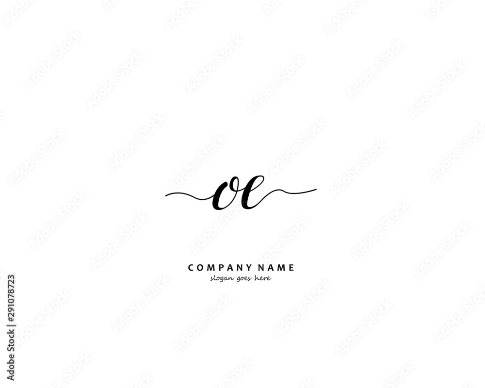 OE Initial handwriting logo vector	