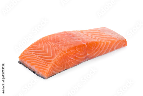 raw salmon piece isolated on white background