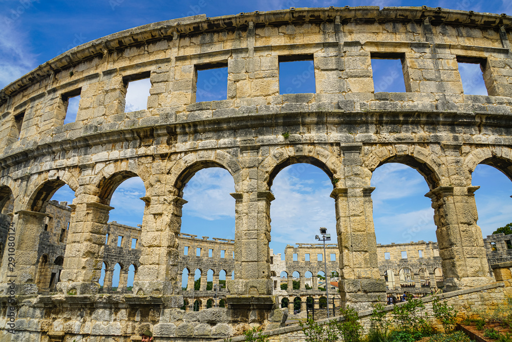 The South part of the amphitheater in Pula, view from the outside