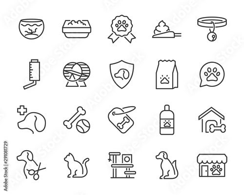 set of pet icons, dog, cat, puppy, kit, lovely