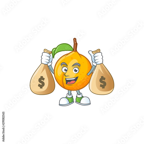 With money bag seeds nutmeg with cartoon character style