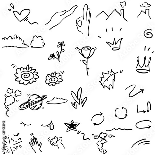 Hand drawn emphasis elements collection with doodle style