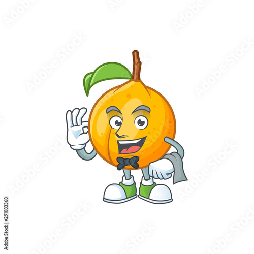 Waiter whole nutmeg character cartoon with mascot