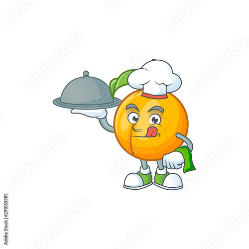 Chef with food whole nutmeg character cartoon with mascot