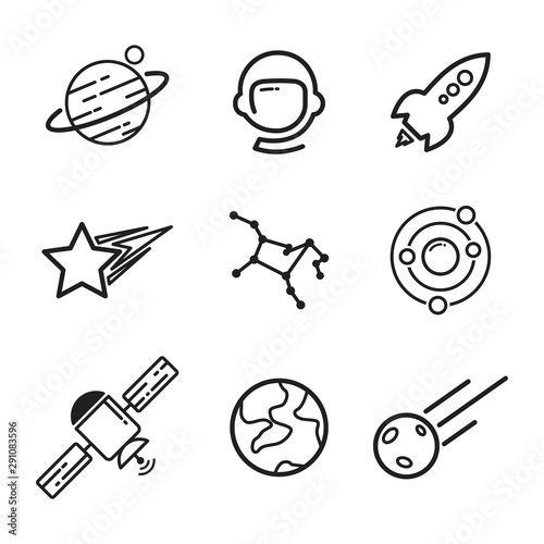 Set space stuff business report and target linear icons