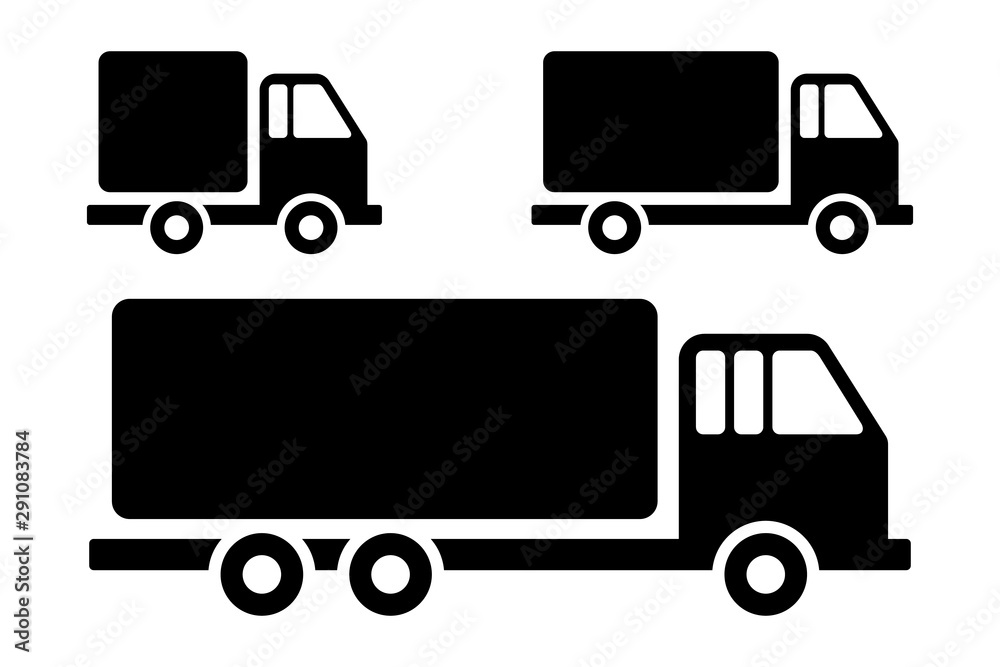 Fototapeta premium Set silhouette delivery truck flat style illustration for web
