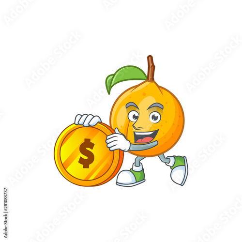 Bring coin seeds nutmeg cartoon on white background