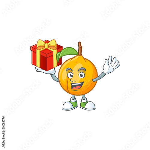 Bring gift seeds nutmeg cartoon on white background