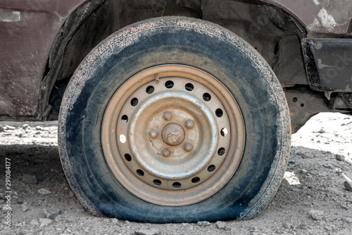 Flat car wheels, Old technology obsolet. © chaophrayaart