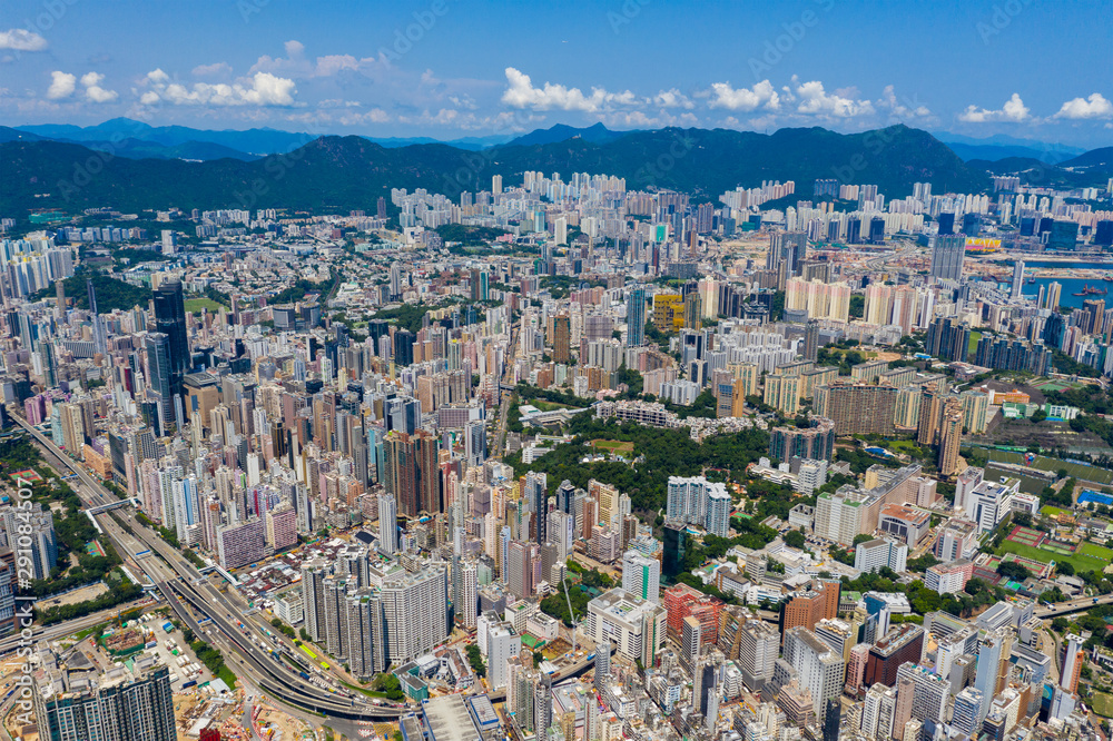 Obraz premium Top view of Hong Kong city