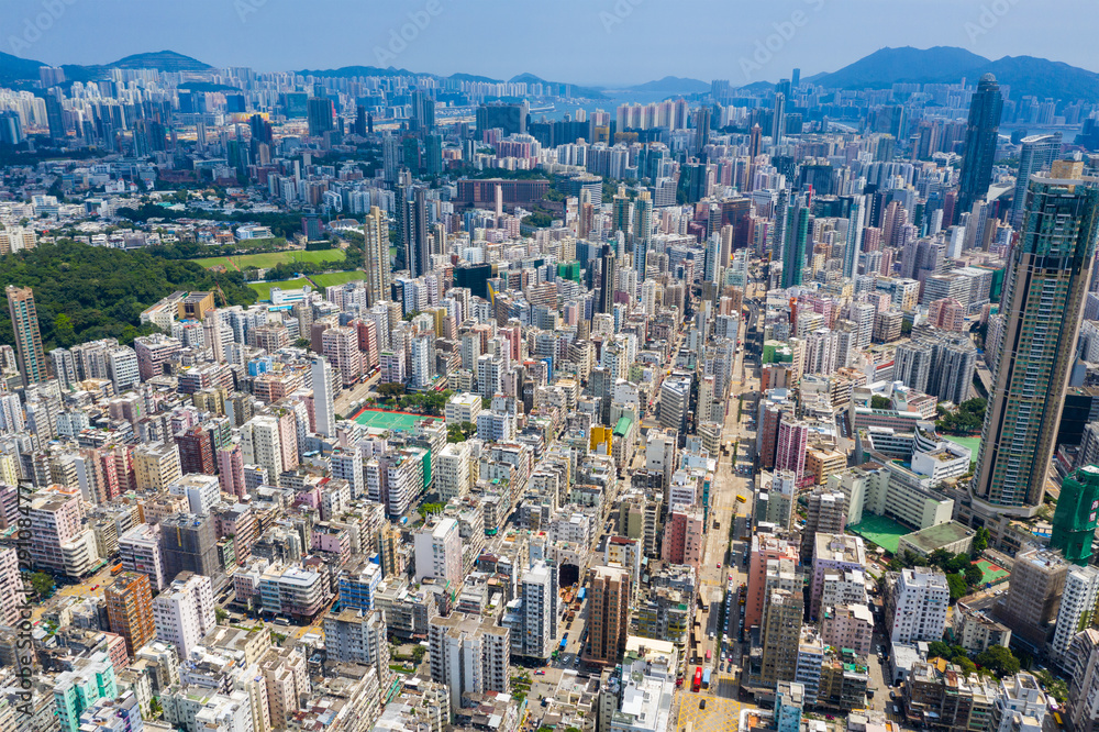 Top view of Hong Kong downtown