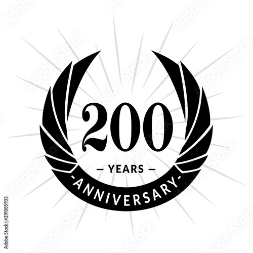 200 years anniversary celebration logotype. Elegant anniversary design. Two hundred years logo.