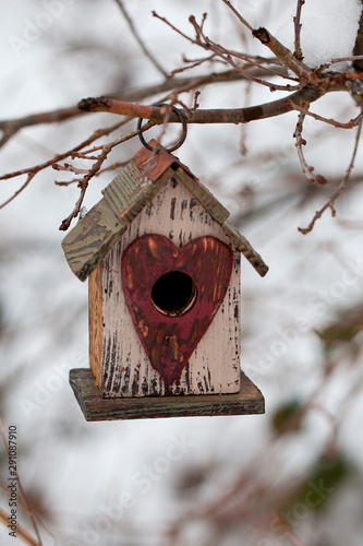 Stampa su tela cute little birdhouse with heart