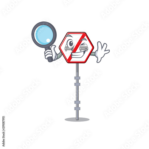 Detective no overtaking cartoons on the curb