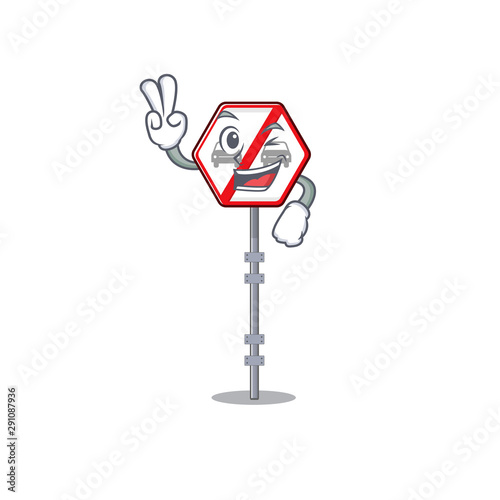 Two finger no overtaking cartoons on the curb