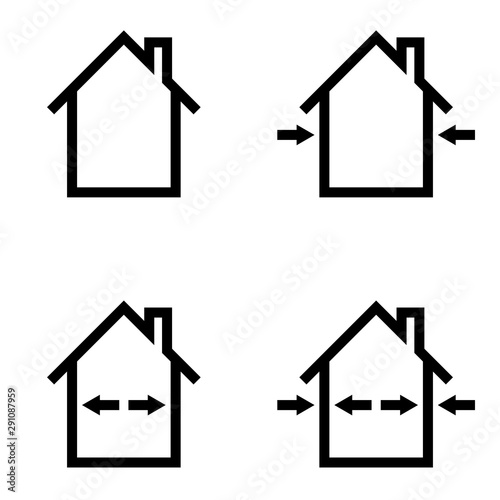Set icons construction home repair, outdoor and indoor works, vector symbol sign materials for indoor and outdoor repair