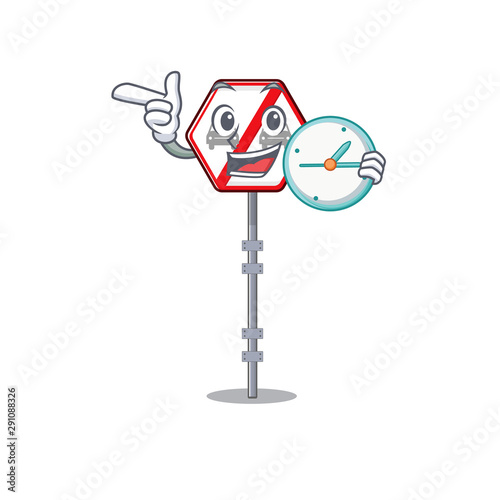 With clock no overtaking cartoons on the curb