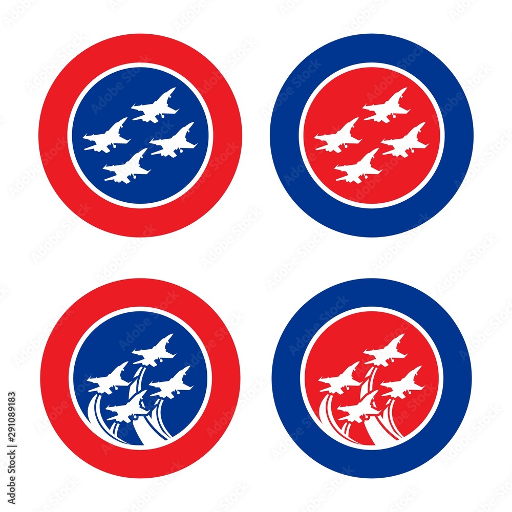 Flying formation jet fighter emblem design vector for element design Flying formation jet fighter emblem design vector for element design