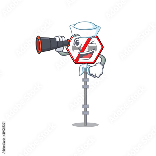 Sailor with binocular no overtaking with the mascot shape