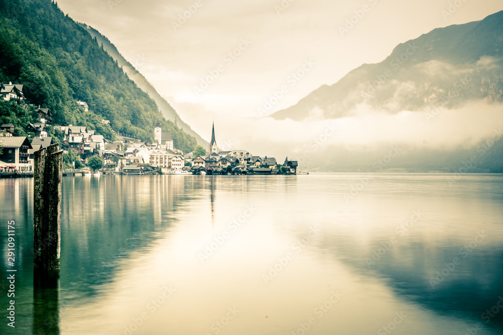 Fototapeta premium Reflection of an old lake town