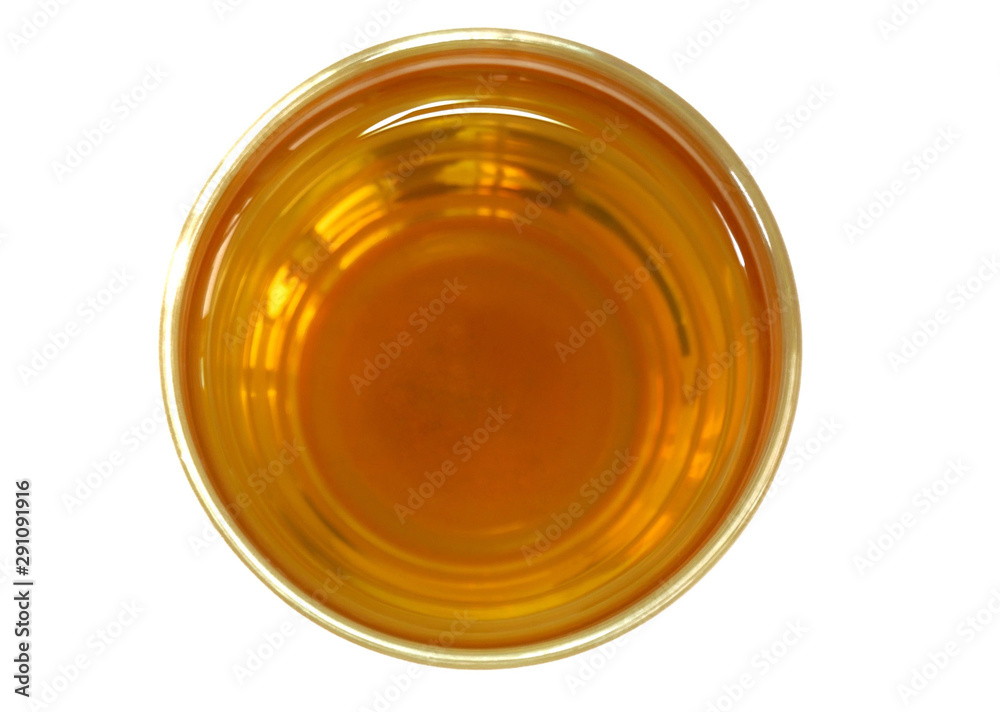 Top view a glass of tea isolated on white background with clipping path Top view a glass of tea isolated on white background with clipping path