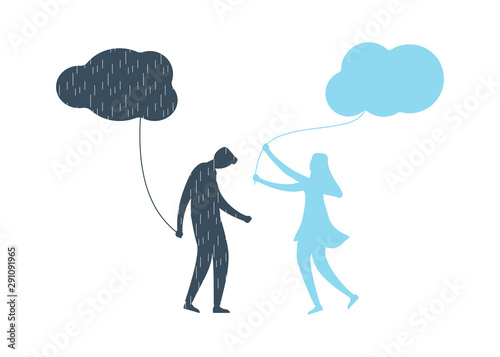 Young man with anxiety and depression illustration