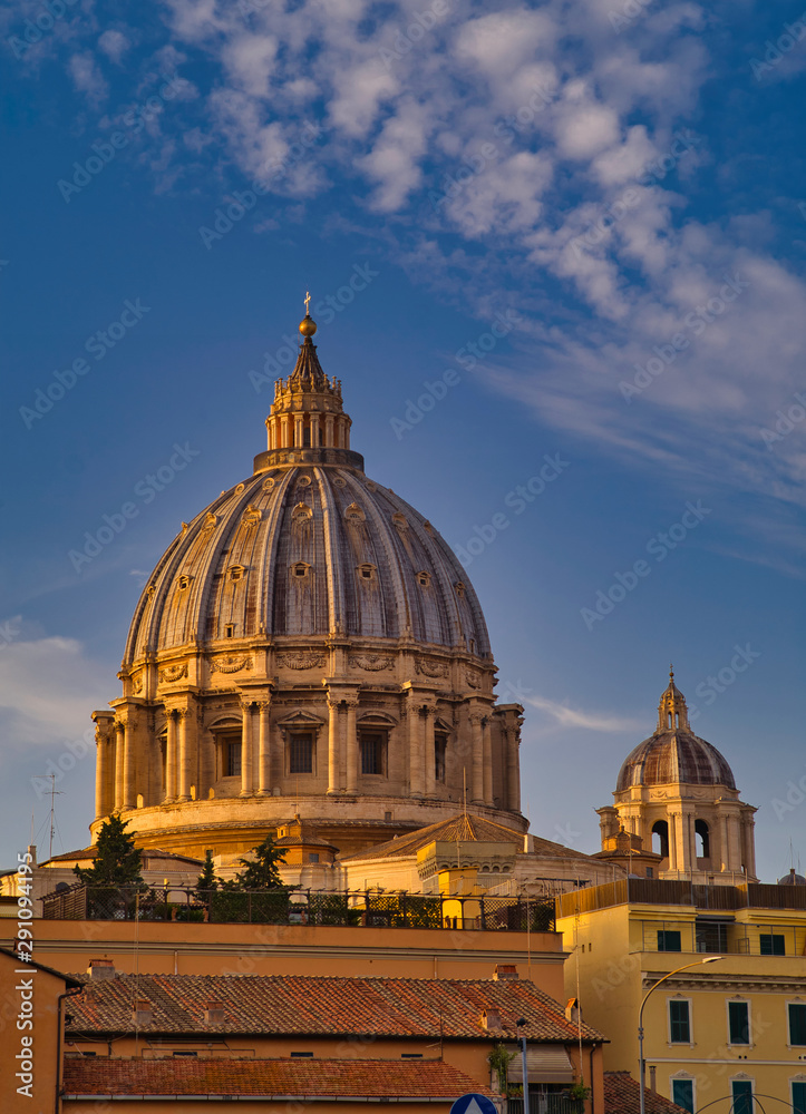 Beautiful View in Summer of Saint Peter’s Basilica, Rome, Roma, Italy